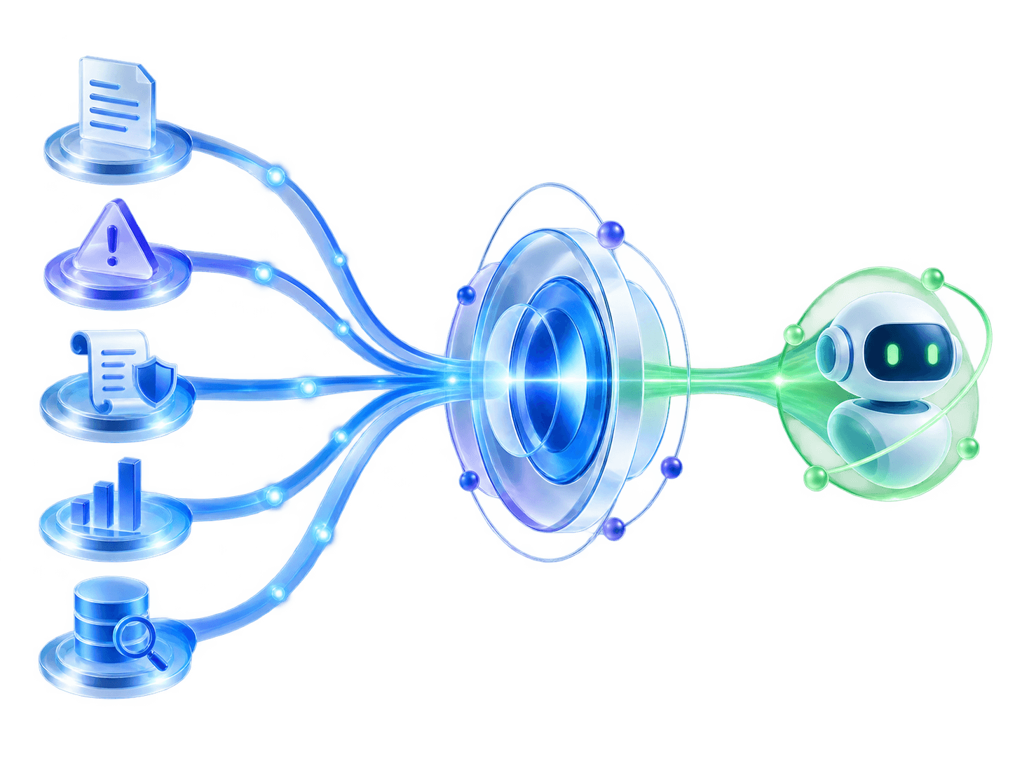 AI risk, controls, evaluations, and evidence converging into an assurance decision and agent authorization